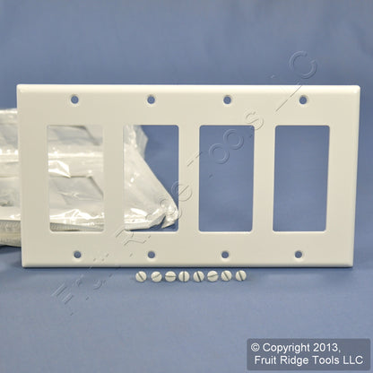 Leviton 80412-W White 4-Gang 4-Decora Plastic Standard Wallplate Cover 10-pack