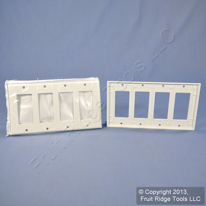 Leviton 80412-W White 4-Gang 4-Decora Plastic Standard Wallplate Cover 10-pack