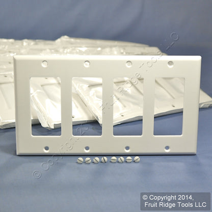 Leviton 80412-W White 4-Gang Residential Decora GFCI Wallplate Covers 50-pack