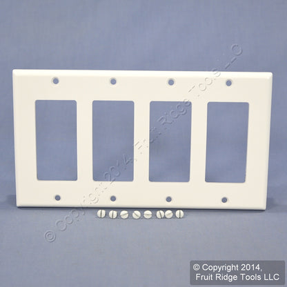 Leviton 80412-W White 4-Gang GFCI GFI Decora Plastic Standard Wallplate Cover