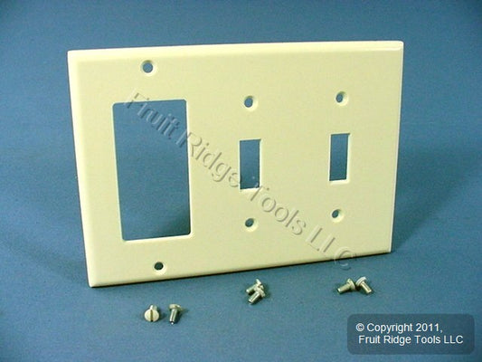 Leviton 80421-A Almond 3-Gang Toggle Decora GFI Plastic Standard Wallplate Cover
