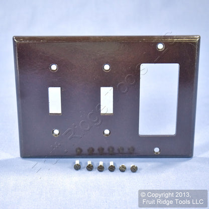 Leviton 80421 Brown 3-Gang Switch Cover GFCI GFI Decora Wallplate