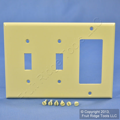 Leviton 80421-I Ivory 3-Gang Toggle Switch Decora GFI Plastic Standard Wallplate