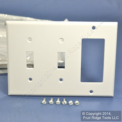Leviton 80421-W White Standard 3-Gang Toggle Decora Plastic Wallplate Cover 10pc