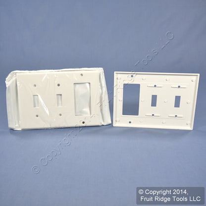 Leviton 80421-W White Standard 3-Gang Toggle Decora Plastic Wallplate Cover 10pc