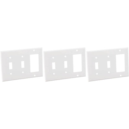 Leviton 80421-W White 3-Gang Toggle Decora Plastic Standard Wallplate Cover 3pcs