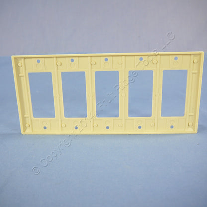 Leviton 80423-I Ivory 5-Gang Decora GFCI GFI Plastic Standard Wallplate Cover