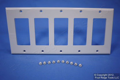 Leviton 80423-NT Light Almond 5-Gang Decora Unbreakable Nylon Wallplate Cover
