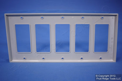 Leviton 80423-NT Light Almond 5-Gang Decora Unbreakable Nylon Wallplate Cover