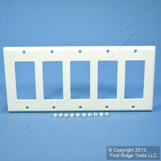 Leviton 80423-W White 5-Gang Decora GFCI GFI Standard Plastic Wallplate Cover