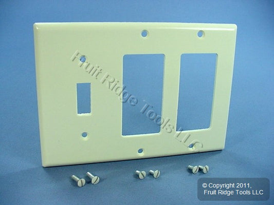 Leviton 80431-A Almond 3-Gang Toggle Decora GFI Plastic Standard Wallplate Cover