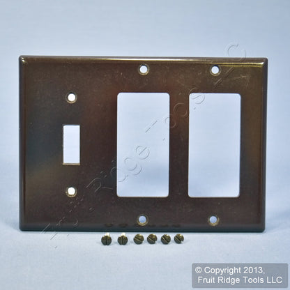 Leviton 80431 Brown 3-Gang Toggle Switch Decora GFCI Plastic Standard Wallplate