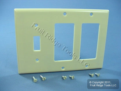 Leviton 80431-I Ivory 3-Gang Toggle Switch Decora GFI Plastic Standard Wallplate