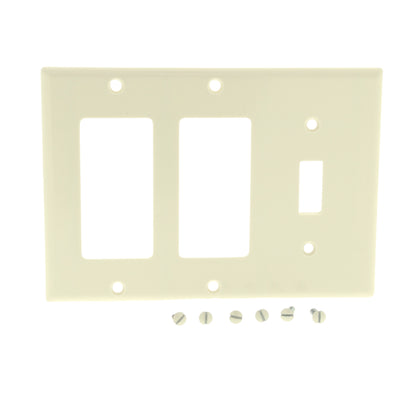 Leviton 80431-T Lt Almond 3-Gang Decora Toggle Switch Cover Thermoset Wallplate