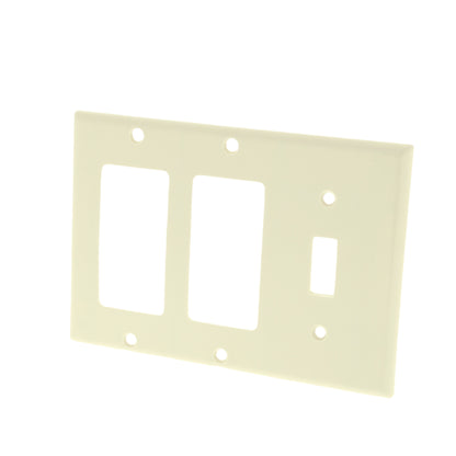 Leviton 80431-T Lt Almond 3-Gang Decora Toggle Switch Cover Thermoset Wallplate