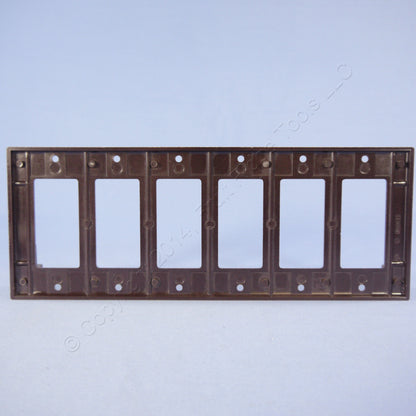Leviton 80436 Brown 6-Gang Decora GFCI GFI Plastic Standard Size Wallplate Cover