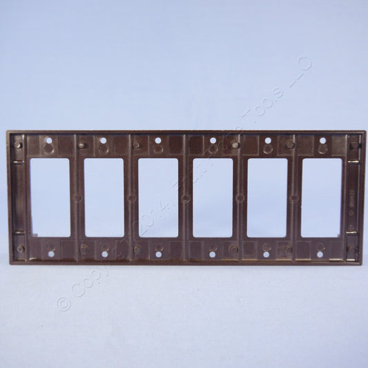 Leviton 80436 Brown 6-Gang Decora GFCI GFI Plastic Standard Size Wallplate Cover