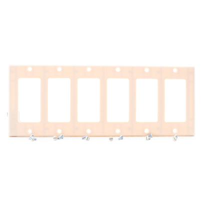 Leviton 80436-I Ivory 6-Gang Decora Wallplate GFCI GFI Plastic Standard Cover