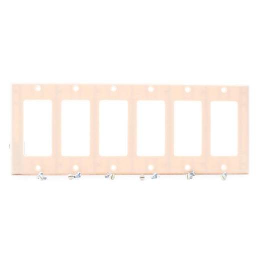 Leviton 80436-I Ivory 6-Gang Decora Wallplate GFCI GFI Plastic Standard Cover