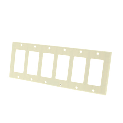Leviton 80436-T Light Almond 6-Gang Decora Thermoset Wallplate GFCI Switch Cover