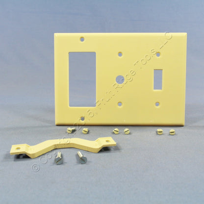 Leviton 80442-I Ivory 3-Gang Decora Toggle Phone Cable Thermoset Wallplate Cover