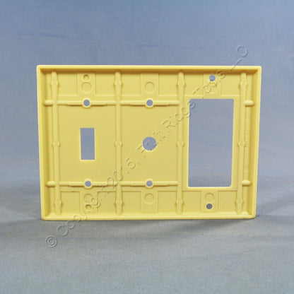Leviton 80442-I Ivory 3-Gang Decora Toggle Phone Cable Thermoset Wallplate Cover