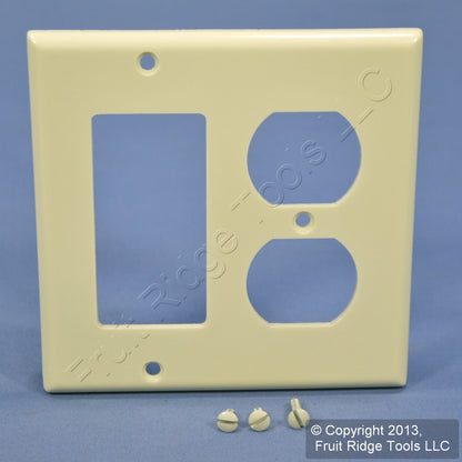 Leviton 80455-A Almond 2-Gang Duplex Outlet Decora Plastic Standard Wallplate