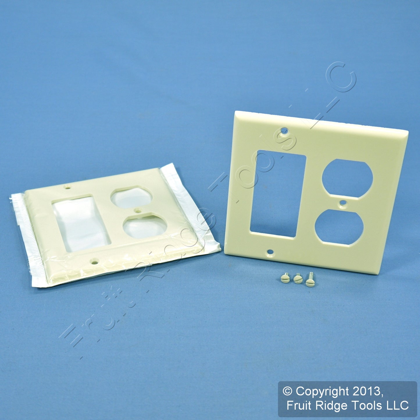 Leviton 80455-A Almond 2-Gang Duplex Decora Plastic Standard Wallplate Cover 2pc