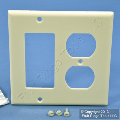 Leviton 80455-A Almond 2-Gang Duplex Decora Plastic Standard Wallplate Cover 2pc