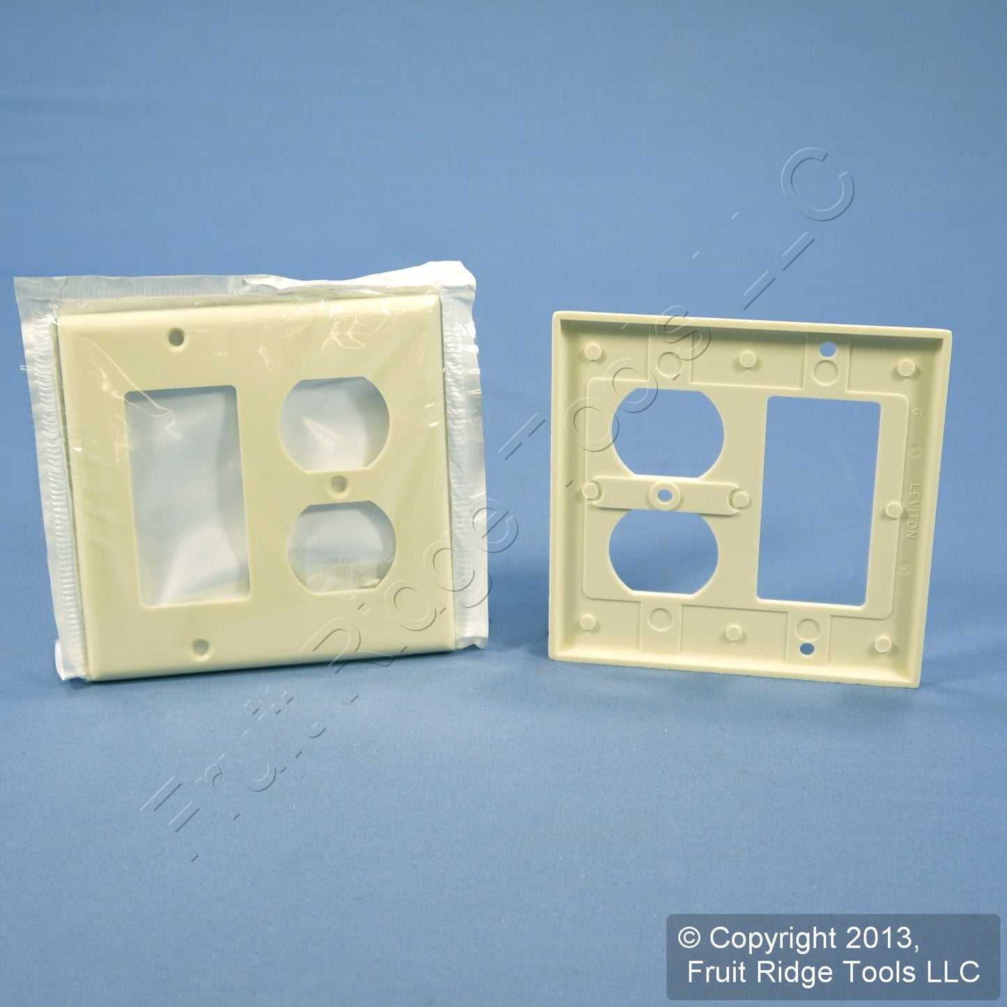 Leviton 80455-A Almond 2-Gang Duplex Decora Plastic Standard Wallplate Cover 2pc