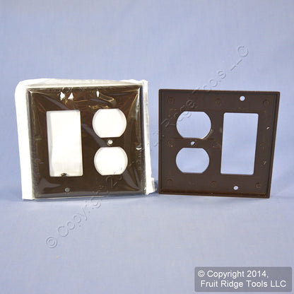 Leviton 80455-B Brown 2-Gang Duplex Decora Plastic Standard Wallplate Cover 25pc