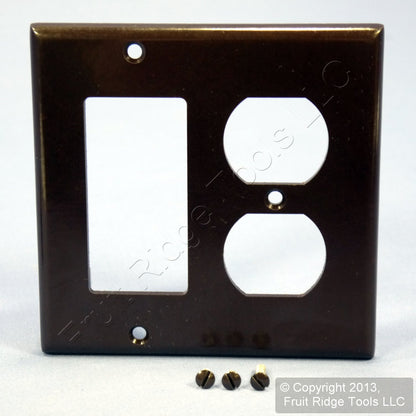 Leviton 80455-B Brown 2-Gang Duplex Outlet Decora GFI Plastic Standard Wallplate