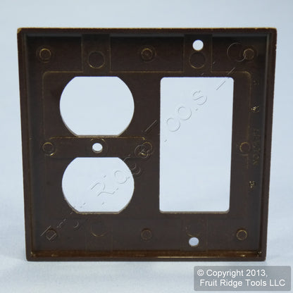 Leviton 80455-B Brown 2-Gang Duplex Outlet Decora GFI Plastic Standard Wallplate