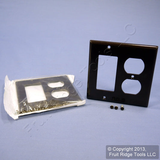 Leviton 80455-B Brown 2-Gang Duplex Decora Plastic Standard Wallplate Cover 2pcs