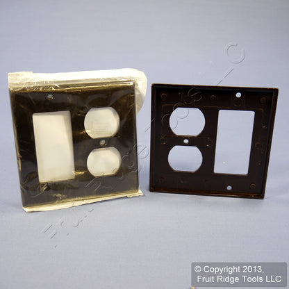 Leviton 80455-B Brown 2-Gang Duplex Decora Plastic Standard Wallplate Cover 2pcs