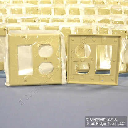 Leviton 80455-I Ivory 2-Gang Duplex Decora Plastic Standard Wallplates 100pcs