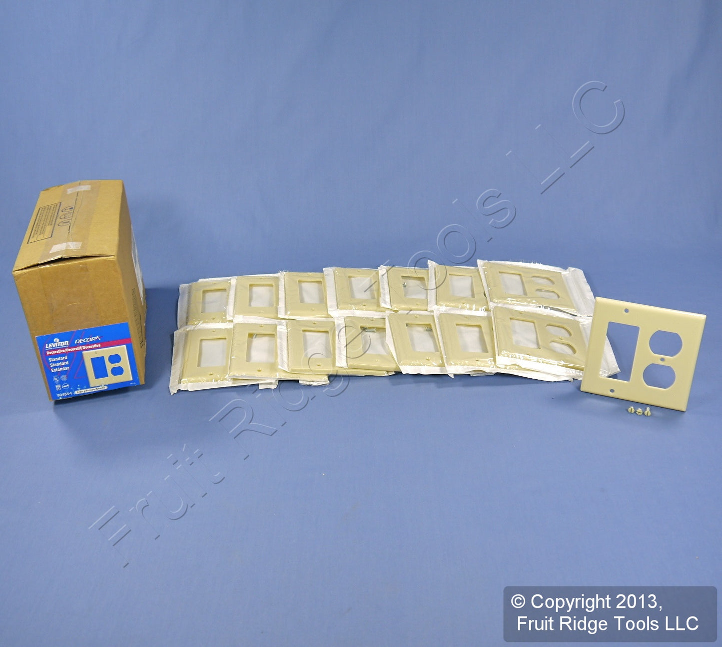 Leviton 80455-I Ivory 2-Gang Duplex Decora Plastic Standard Wallplate Cover 15pc