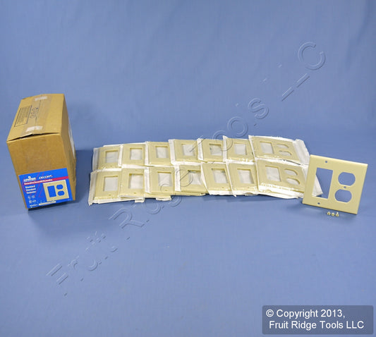 Leviton 80455-I Ivory 2-Gang Duplex Decora Plastic Standard Wallplate Cover 15pc