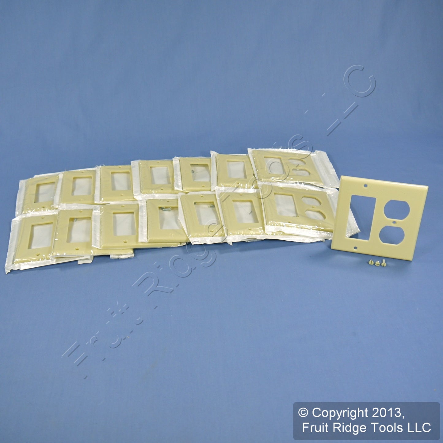Leviton 80455-I Ivory 2-Gang Duplex Decora Plastic Standard Wallplate Cover 15pc