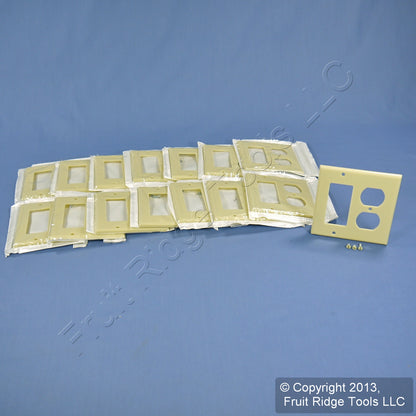 Leviton 80455-I Ivory 2-Gang Duplex Decora Plastic Standard Wallplate Cover 15pc