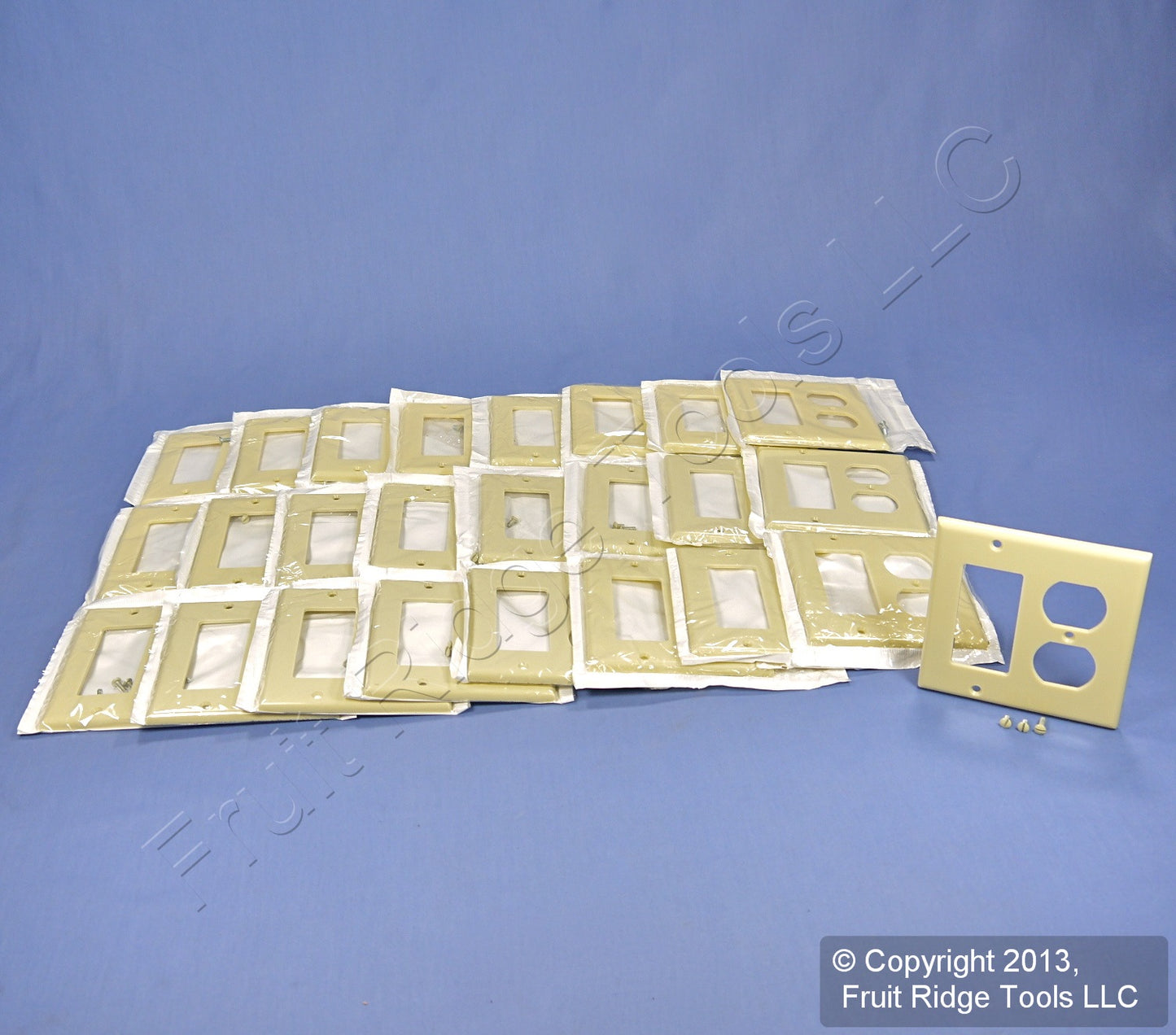 Leviton 80455-I Ivory 2-Gang Duplex Decora Plastic Standard Wallplate Cover 25pc