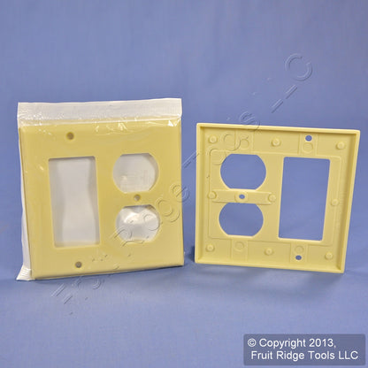 Leviton 80455-I Ivory 2-Gang Duplex Decora Plastic Standard Wallplate Cover 25pc