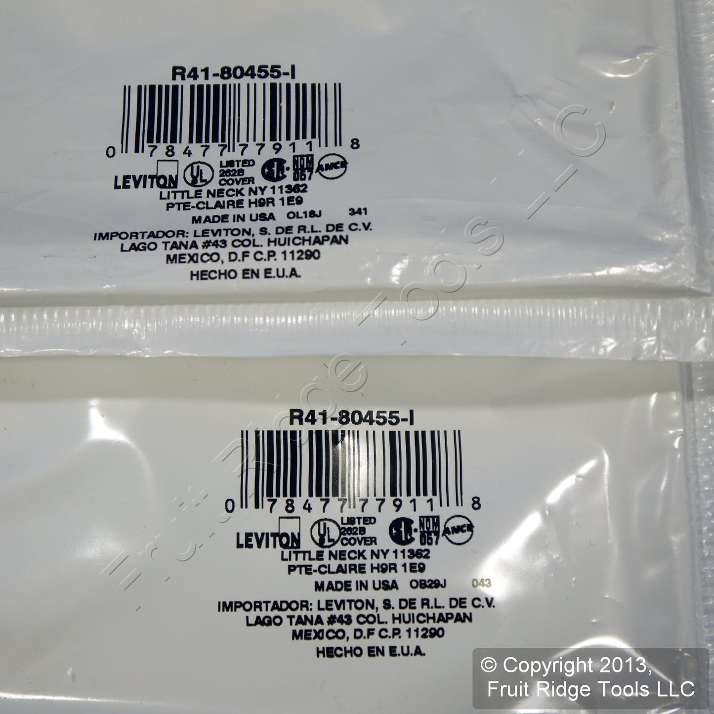Leviton 80455-I Ivory 2-Gang Duplex Decora Plastic Standard Wallplate Cover 2pcs