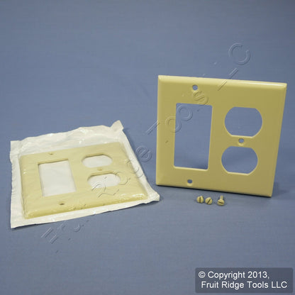 Leviton 80455-I Ivory 2-Gang Duplex Decora Plastic Standard Wallplate Cover 2pcs