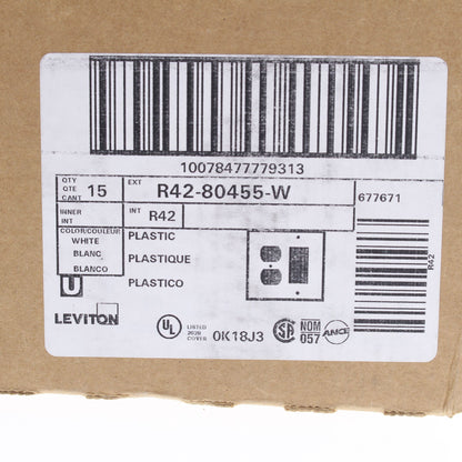 Leviton 80455-W White 2-Gang Decora Duplex Receptacle Thermoset Wallplate 15pcs