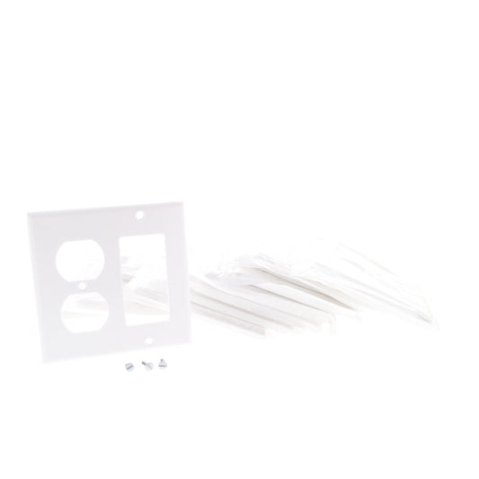 Leviton 80455-W White 2-Gang Decora Duplex Receptacle Thermoset Wallplate 15pcs