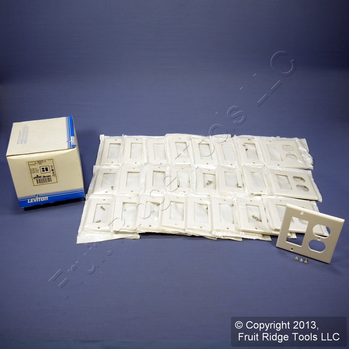Leviton 80455-W White 2-Gang Duplex Decora Plastic Standard Wallplate Cover 25pc