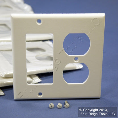 Leviton 80455-W White 2-Gang Duplex Decora Plastic Standard Wallplate Cover 25pc