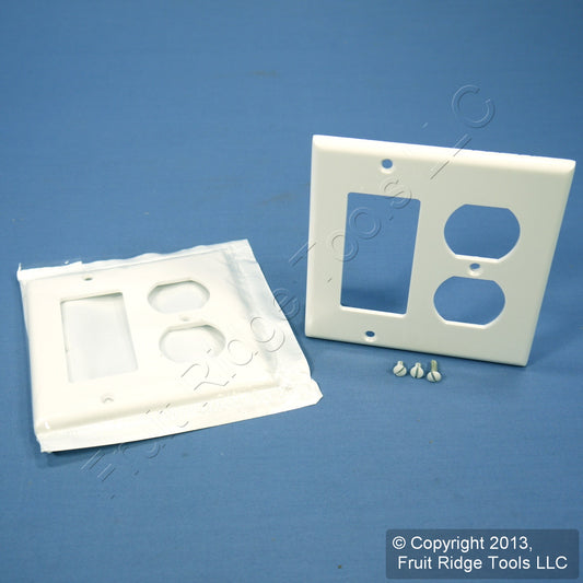 Leviton 80455-W White 2-Gang Duplex Decora Plastic Standard Wallplate Cover 2pcs