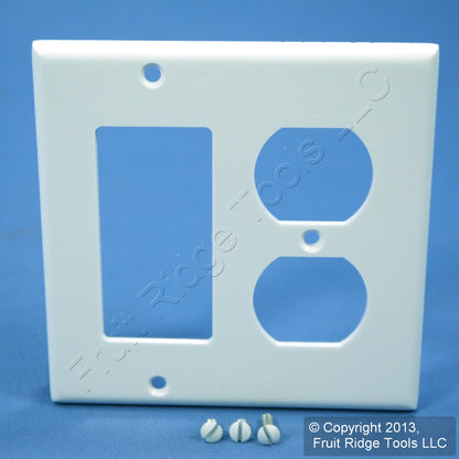 Leviton 80455-W White 2-Gang Duplex Decora Plastic Standard Wallplate Cover 2pcs